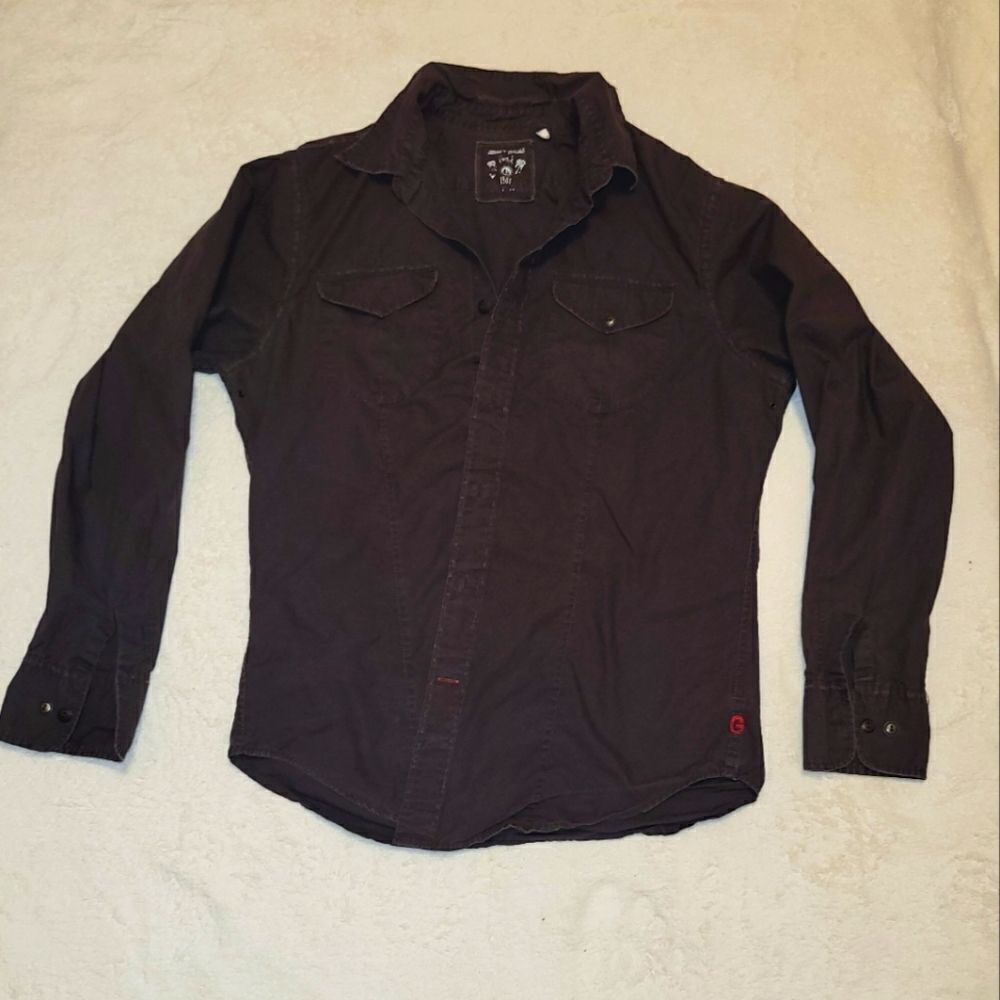 MEN'S GUESS vintage brown classic shirt size L